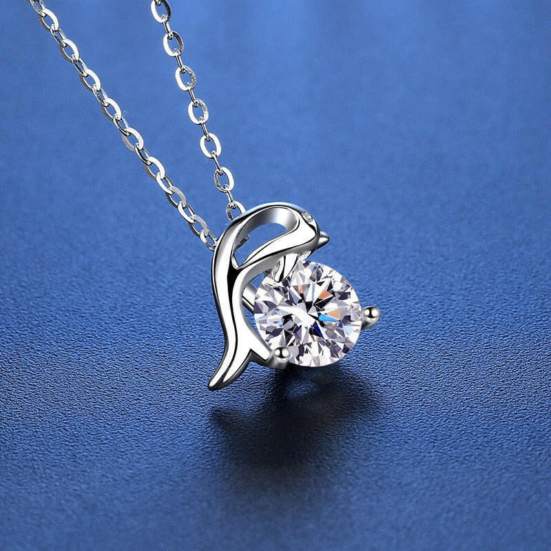 1.0 Ct Round Diamond Dolphin Pendant Necklace-Evani Naomi Jewelry