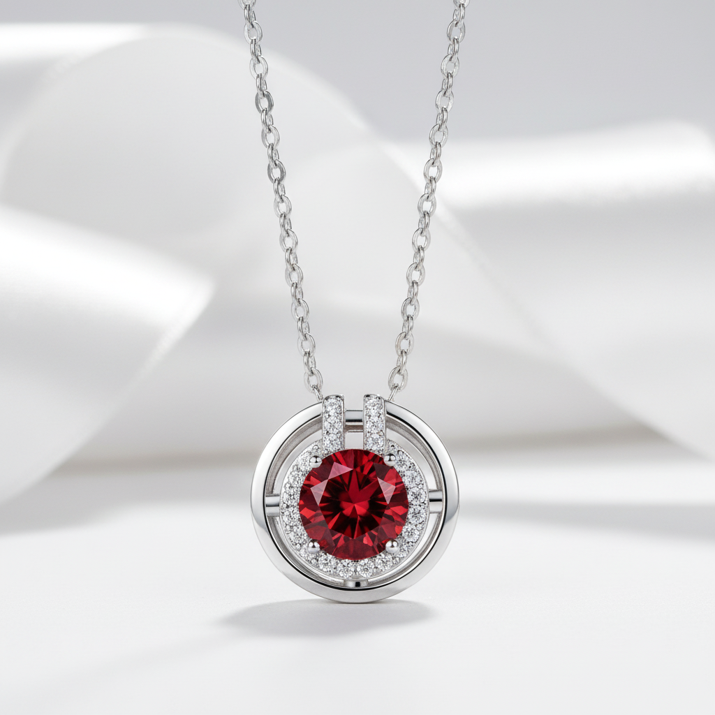 1.0 Ct Ruby Round Cut Elegant Necklace-Evani Jewelry