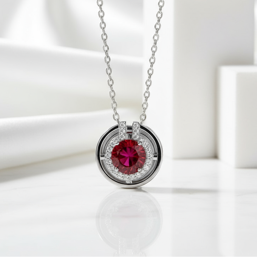 1.0 Ct Round Cut Garnet Elegant Necklace