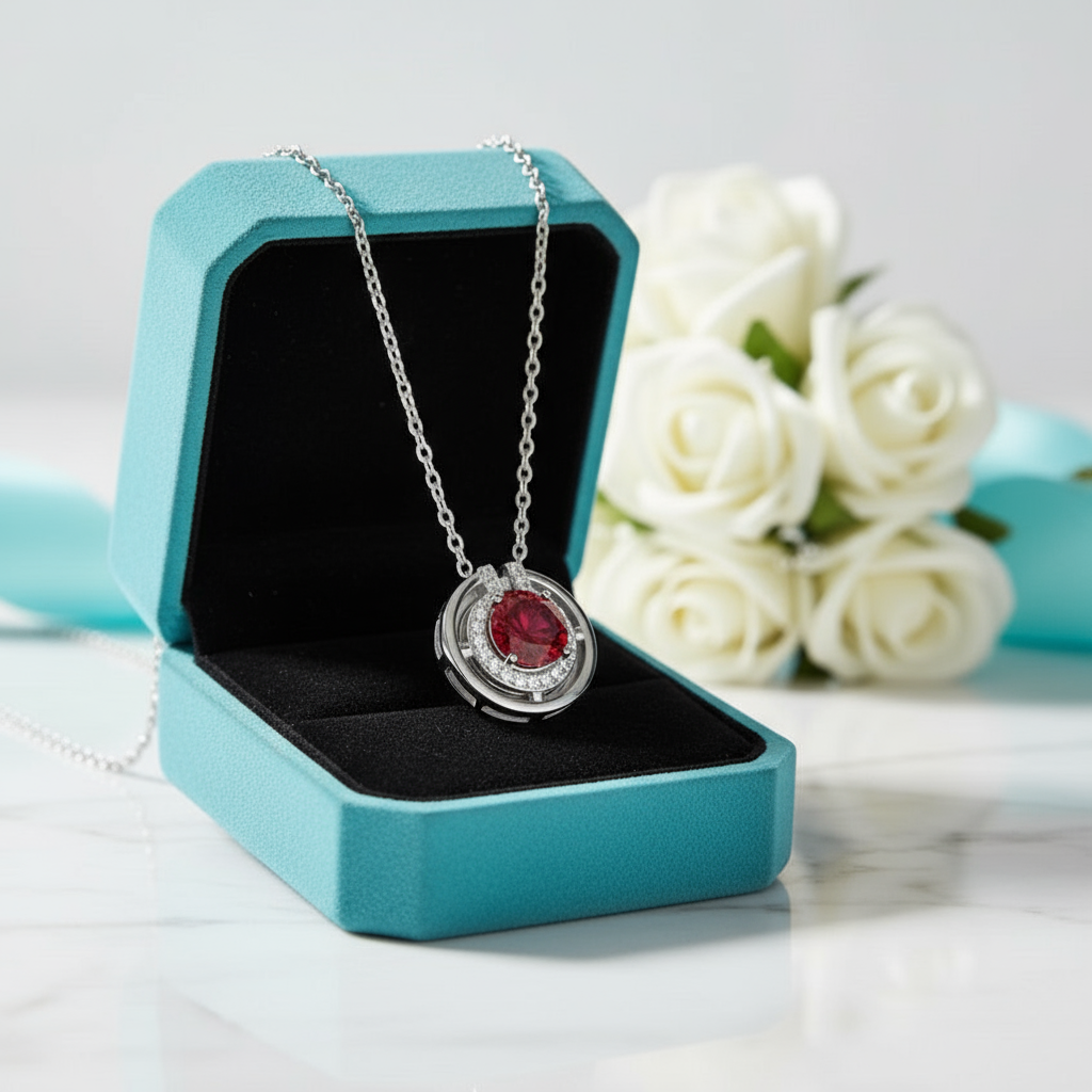 1.0 Ct Round Cut Garnet Elegant Necklace-Evani Jewelry