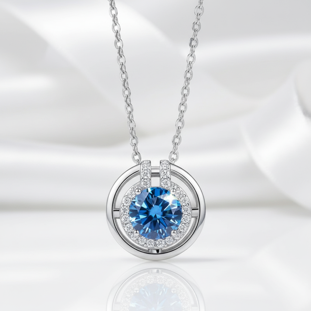 1.0 Ct Round Cut Sapphire Birthstone Elegant Necklace-Evani Jewelry