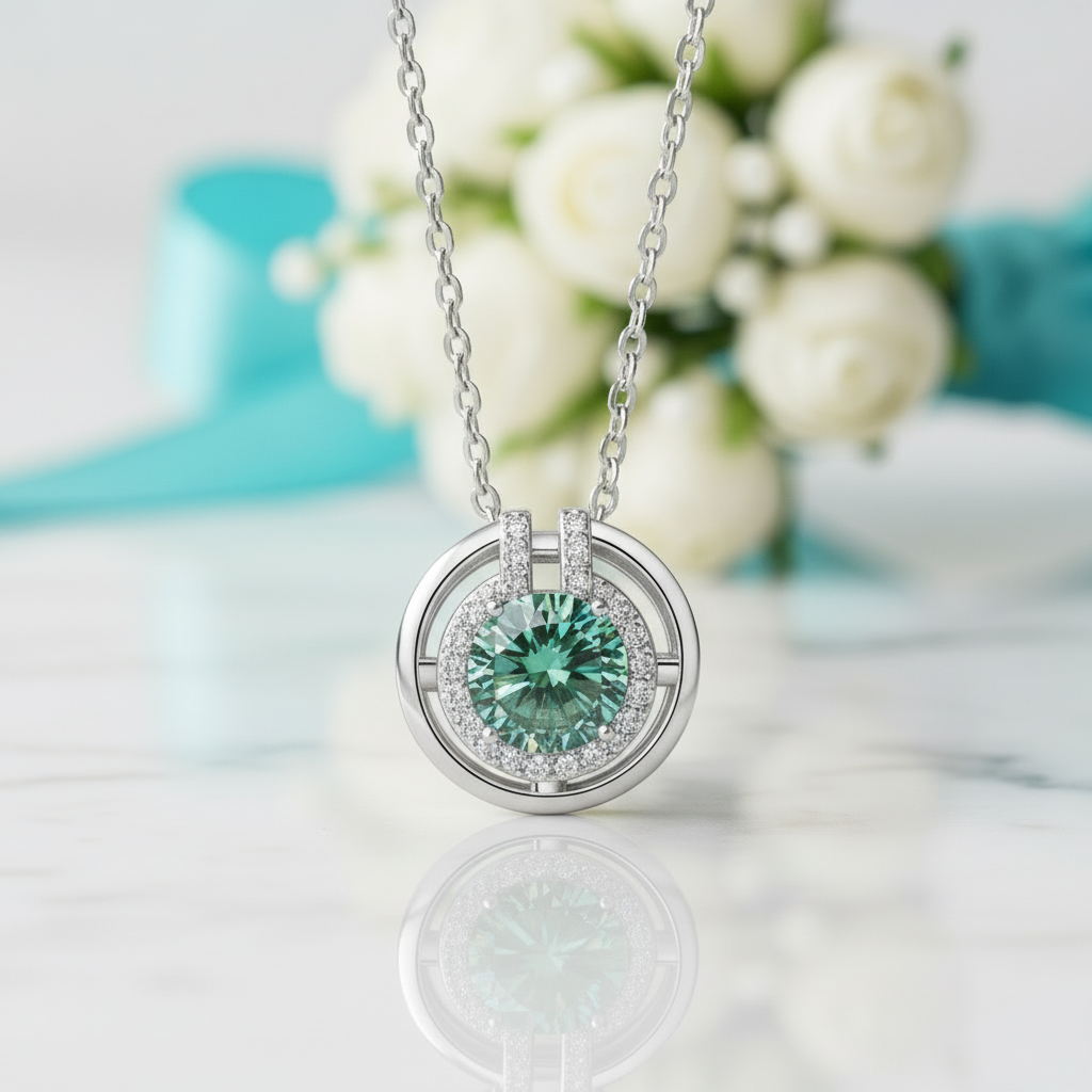 1.0 Ct Round Cut Peridot Birthstone Elegant Necklace