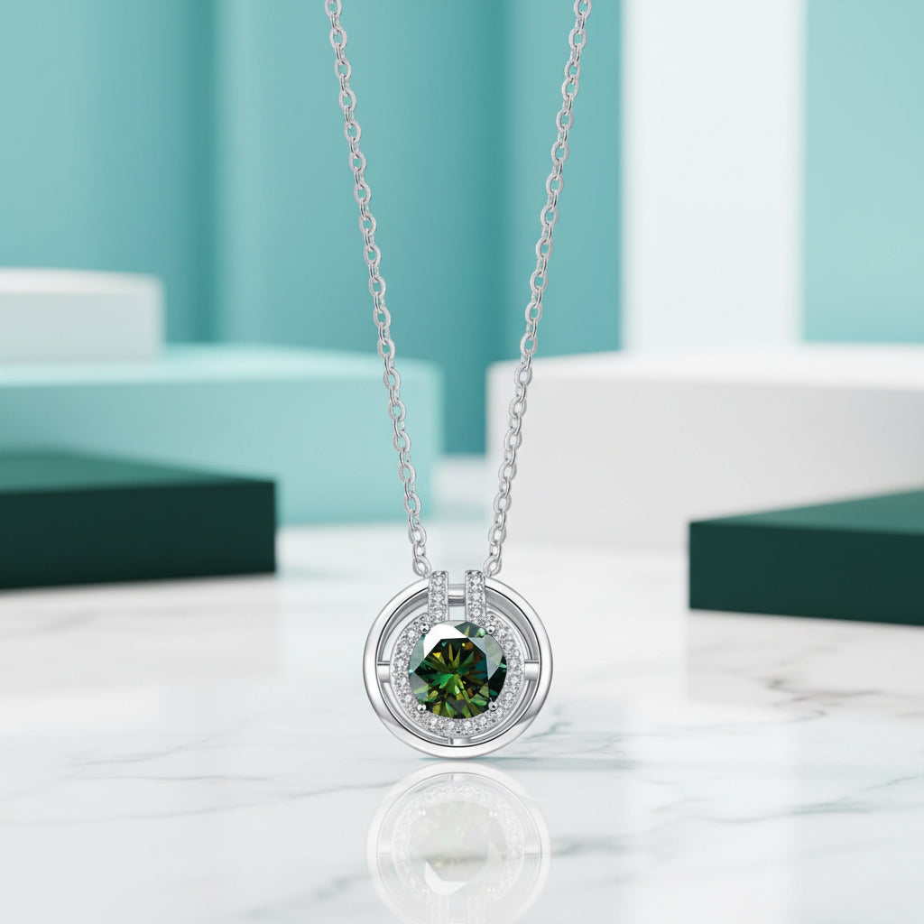 1.0 Ct Emerald Birthstone Round Cut Elegant Necklace-Evani Jewelry