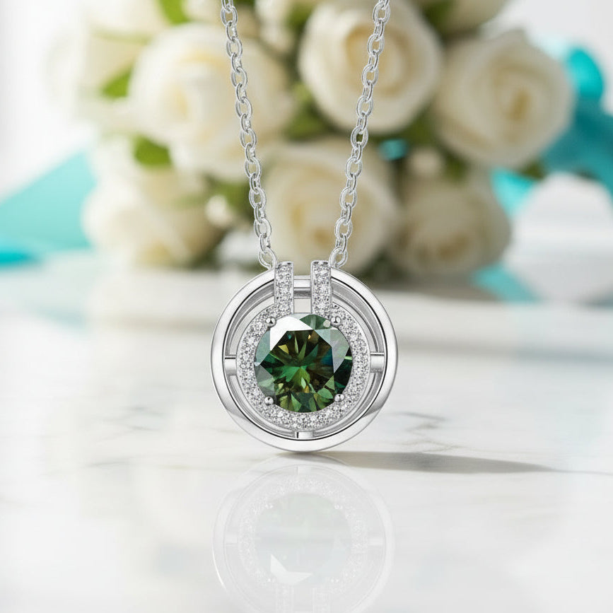 1.0 Ct Emerald Birthstone Round Cut Elegant Necklace-Evani Jewelry