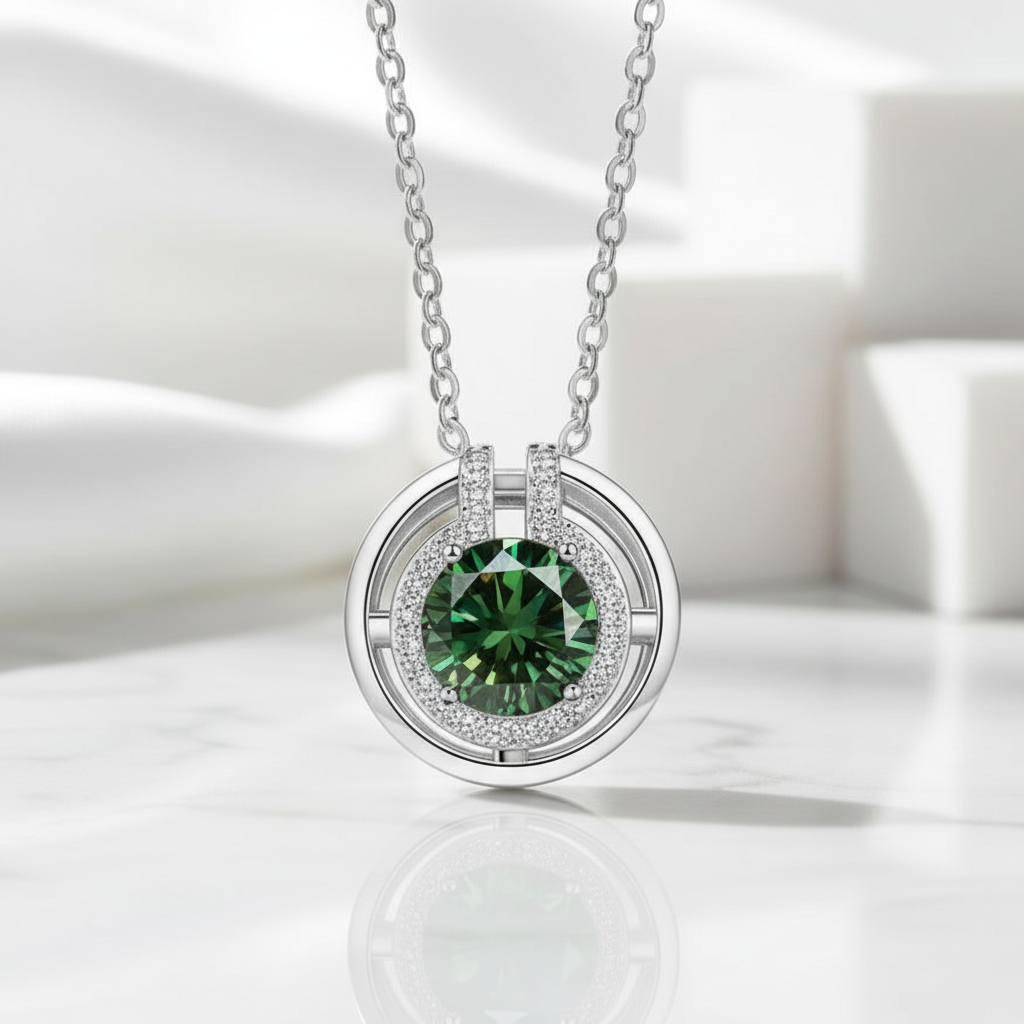 1.0 Ct Emerald Birthstone Round Cut Elegant Necklace-Evani Jewelry