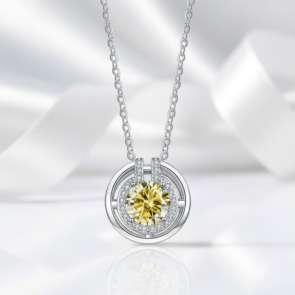1.0 Ct Round Cut Elegant Topaz and Citrine Necklace
