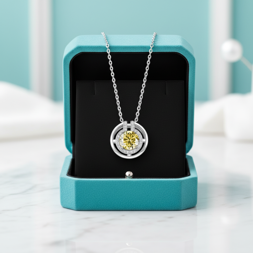 1.0 Ct Round Cut Elegant Topaz and Citrine Necklace