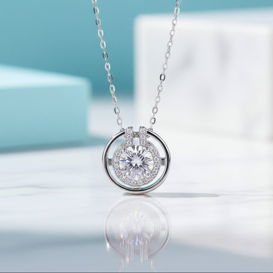 1.0 Ct Round Cut Diamond Birthstone Elegant Necklace-Evani Jewelry