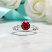 1.0 Ct Round Cut Garnet Engagement Ring