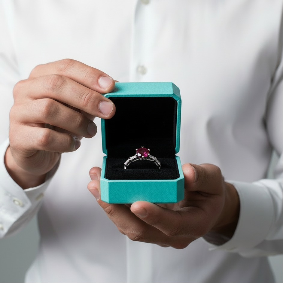 1.0 Ct Round Cut Ruby Engagement Ring-Evani Jewelry