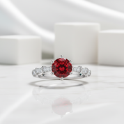1.0 Ct Round Cut Garnet Engagement Ring