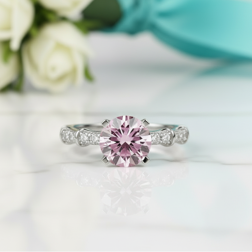 1.0 Ct Round Cut Tourmaline Birthstone Engagement Ring