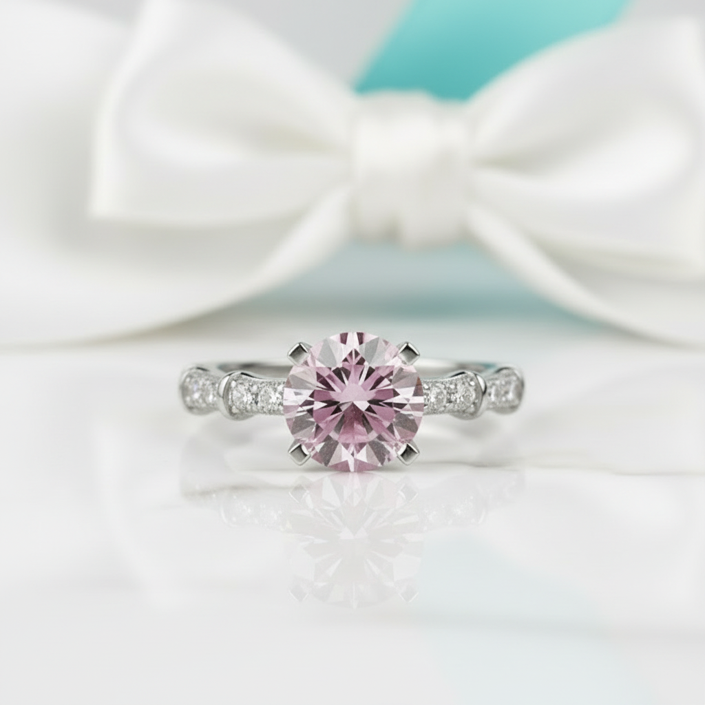 1.0 Ct Round Cut Tourmaline Birthstone Engagement Ring