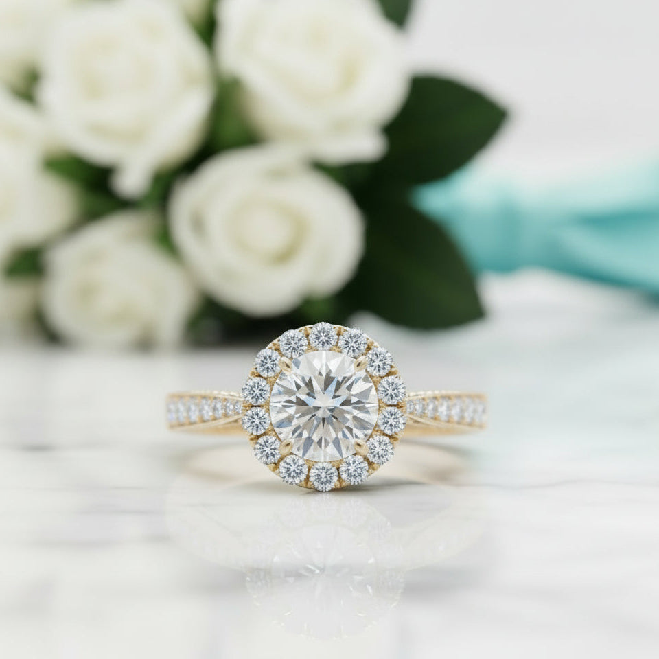 1.0 Ct Round Diamond Engagement Ring-Evani Jewelry
