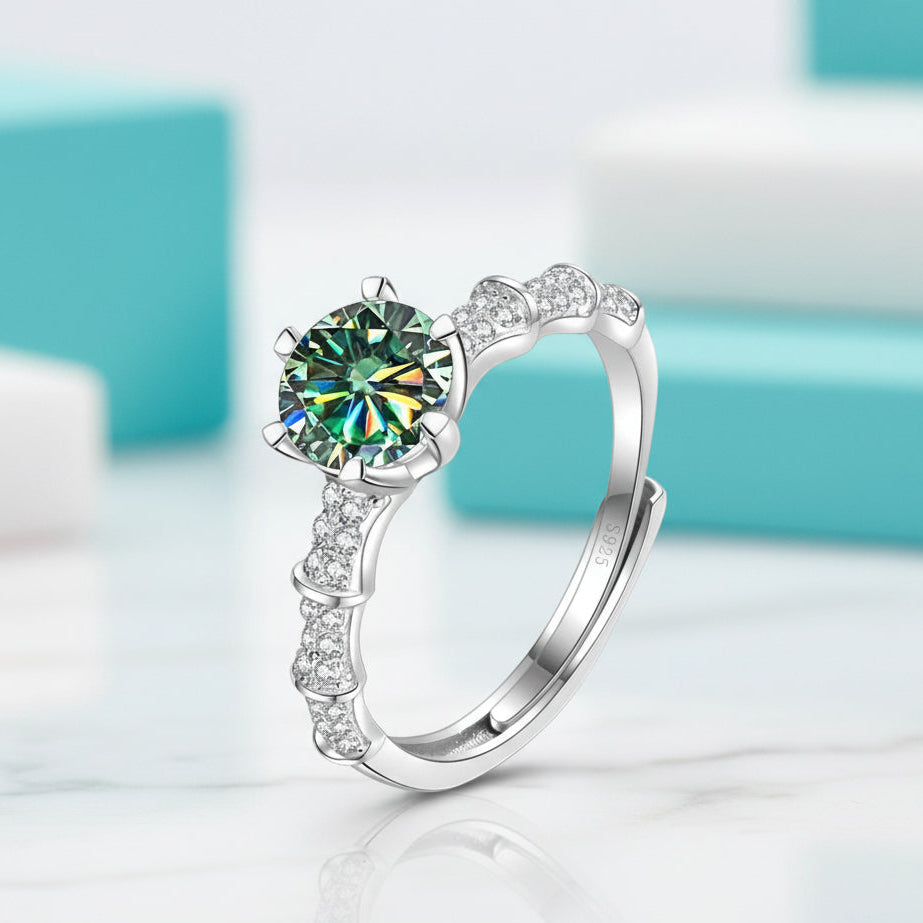 1.0 Ct Round Cut Peridot Birthstone Engagement Ring-Evani Jewelry