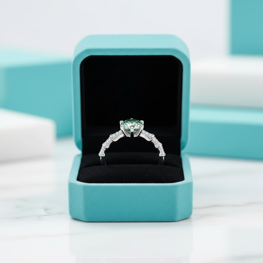 1.0 Ct Round Cut Peridot Birthstone Engagement Ring-Evani Jewelry