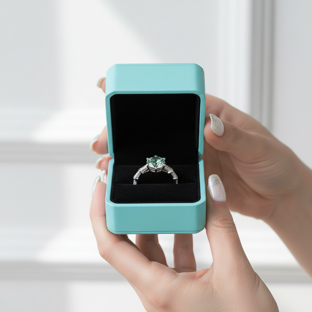 1.0 Ct Round Cut Peridot Birthstone Engagement Ring-Evani Jewelry