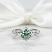 1.0 Ct Round Cut Peridot Birthstone Engagement Ring-Evani Jewelry