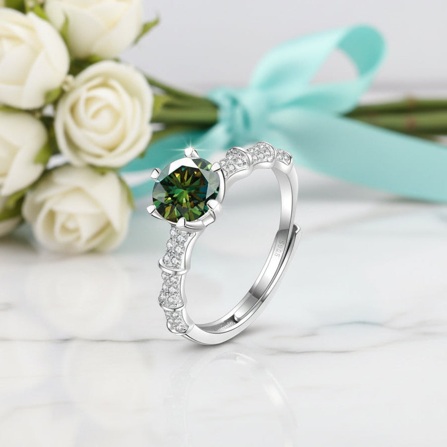 1.0 Ct Emerald Round Cut Birthstone Diamond Engagement Ring-Evani Jewelry