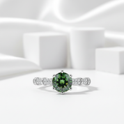 1.0 Ct Emerald Round Cut Birthstone Diamond Engagement Ring-Evani Jewelry