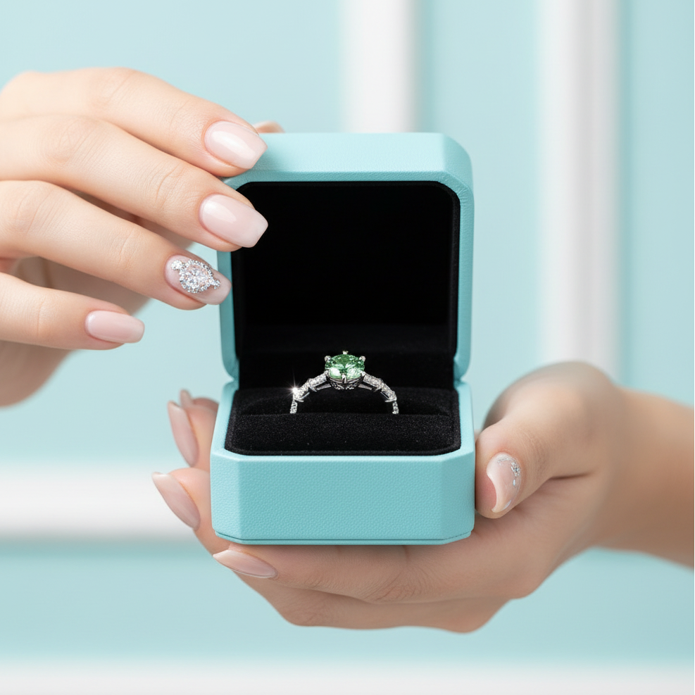 1.0 Ct Emerald Round Cut Birthstone Diamond Engagement Ring-Evani Jewelry