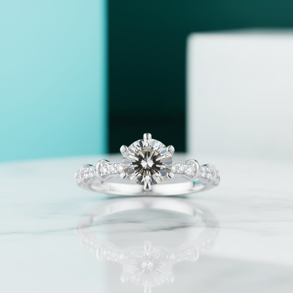 1.0 Ct Round Diamond Engagement Ring-Evani Jewelry