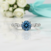 1.0 Ct Sapphire Round Cut Birthstone Engagement Ring