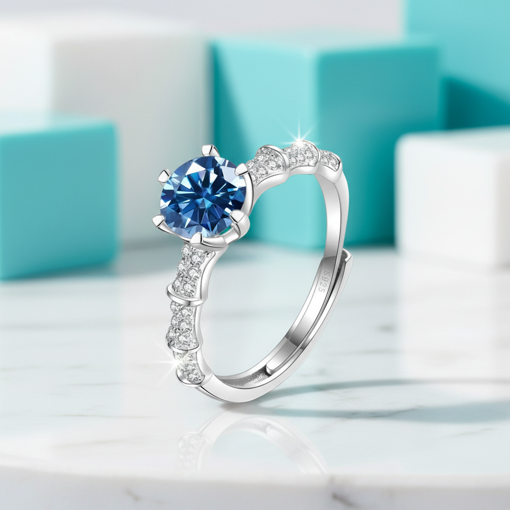 1.0 Ct Sapphire Round Cut Birthstone Engagement Ring