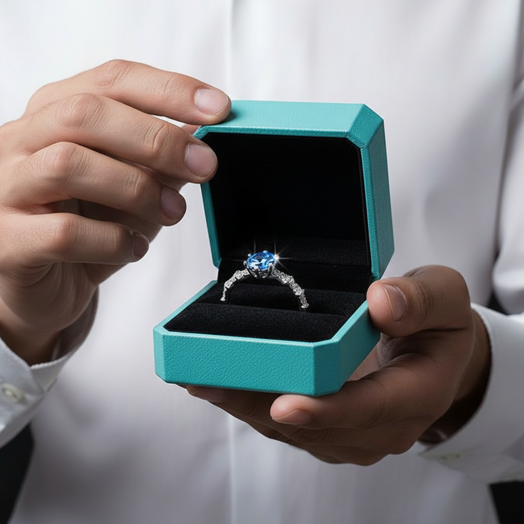 1.0 Ct Sapphire Round Cut Birthstone Engagement Ring