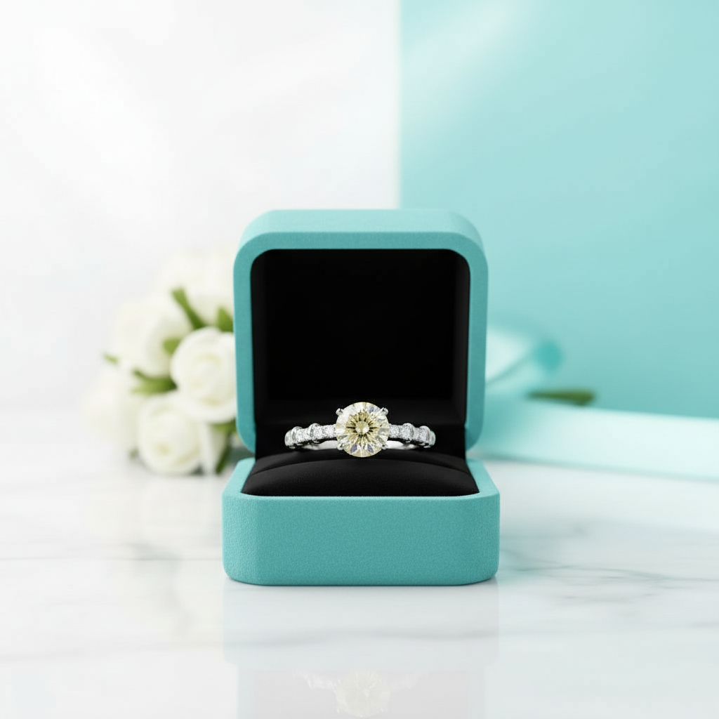 1.0 Ct Round Cut Birthstone Topaz and Citrine Engagement Ring - Evani Naomi Jewelry