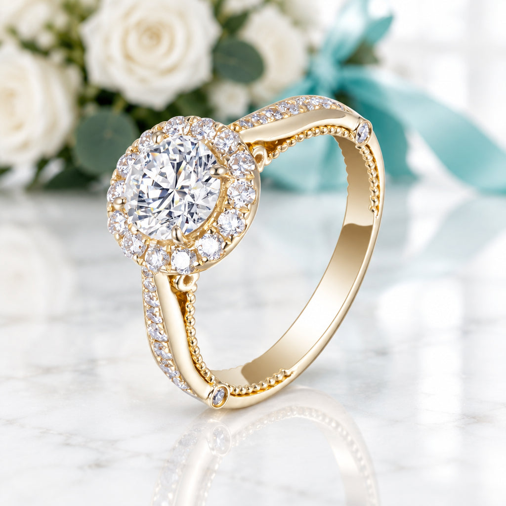 1.0 Ct Round Diamond Engagement Ring-Evani Jewelry