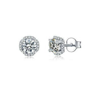 1.0 Ct Round Diamond Flower Design Stud Earrings-Evani Naomi Jewelry