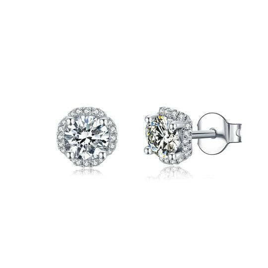 1.0 Ct Round Diamond Flower Design Stud Earrings-Evani Naomi Jewelry