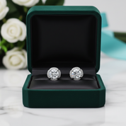 1.0 Ct Round Diamond Option Flower Design Stud Earrings