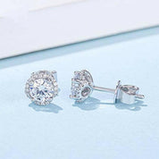 1.0 Ct Round Diamond Flower Design Stud Earrings-Evani Naomi Jewelry