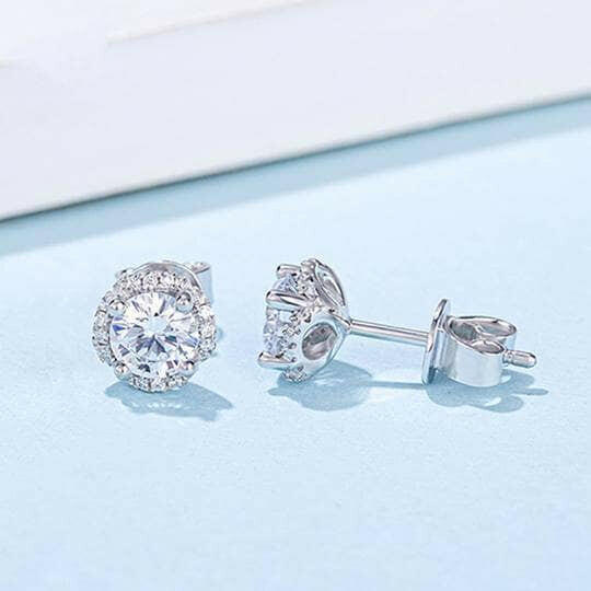 1.0 Ct Round Diamond Flower Design Stud Earrings-Evani Naomi Jewelry
