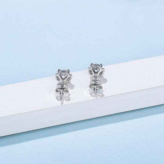 1.0 Ct Round Diamond Flower Design Stud Earrings-Evani Naomi Jewelry