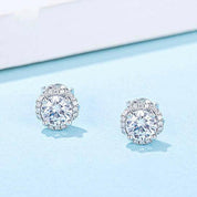 1.0 Ct Round Diamond Flower Design Stud Earrings-Evani Naomi Jewelry