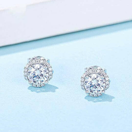 1.0 Ct Round Diamond Flower Design Stud Earrings-Evani Naomi Jewelry