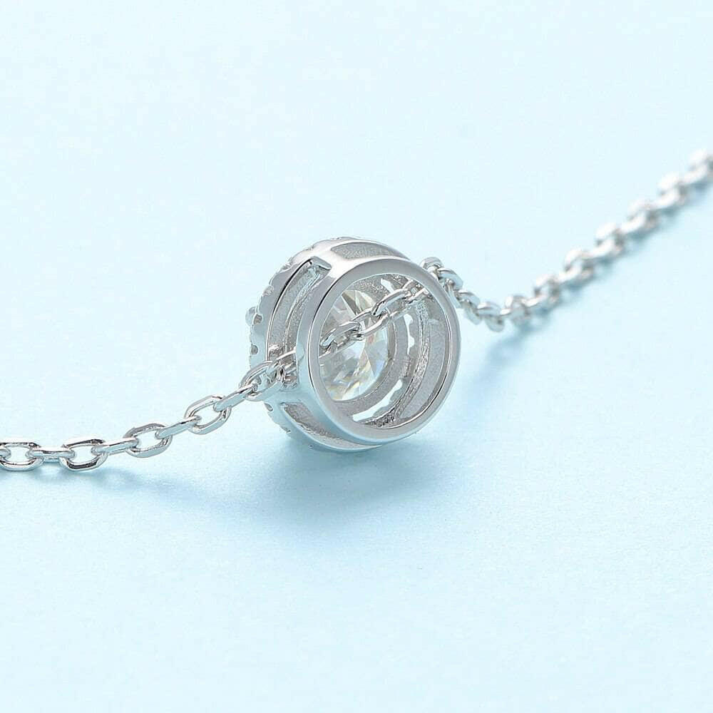 1.0 Ct Round Diamond Halo Pedant Necklace-Evani Naomi Jewelry