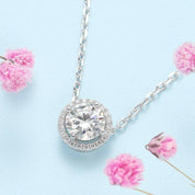 1.0 Ct Round Diamond Halo Pedant Necklace-Evani Naomi Jewelry