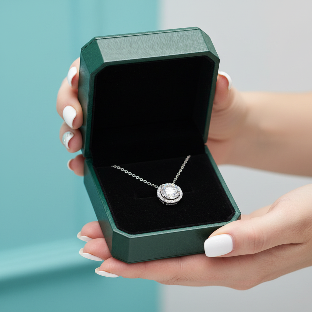 1.0 Ct Round Diamond OptionHalo Pedant Necklace