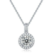 1.0 Ct Round Diamond Halo Pendant Necklace-Evani Naomi Jewelry