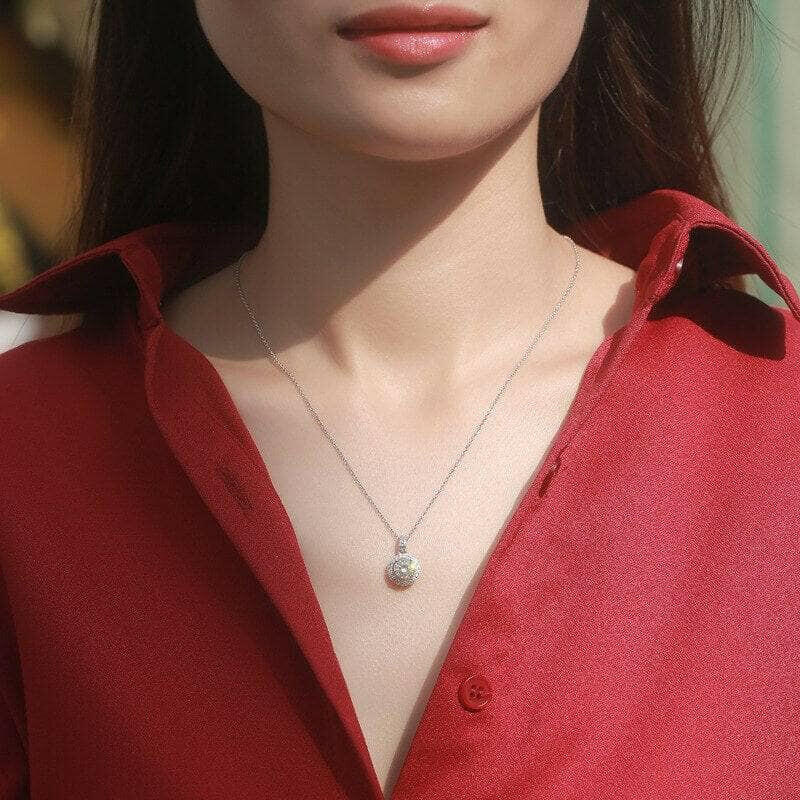 1.0 Ct Round Diamond Halo Pendant Necklace-Evani Naomi Jewelry
