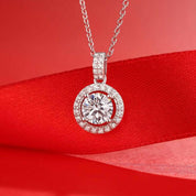 1.0 Ct Round Diamond Halo Pendant Necklace-Evani Naomi Jewelry