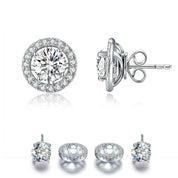 1.0 Ct Round Diamond Halo Stud Earrings-Evani Naomi Jewelry