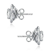 1.0 Ct Round Diamond Halo Stud Earrings-Evani Naomi Jewelry