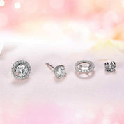 1.0 Ct Round Diamond Halo Stud Earrings-Evani Naomi Jewelry