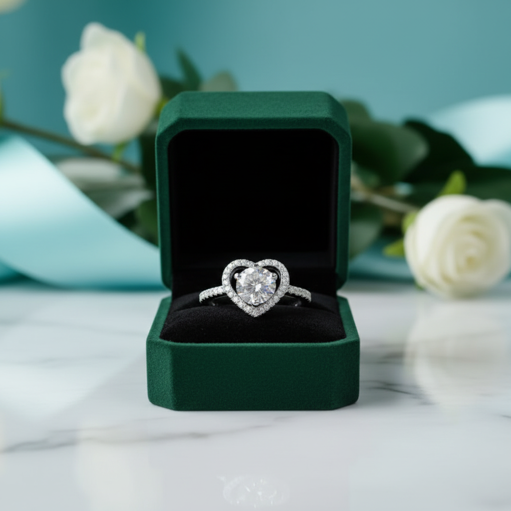 1.0 Ct Round Diamond Option Heart Style Engagement Ring - Evani Naomi Jewelry