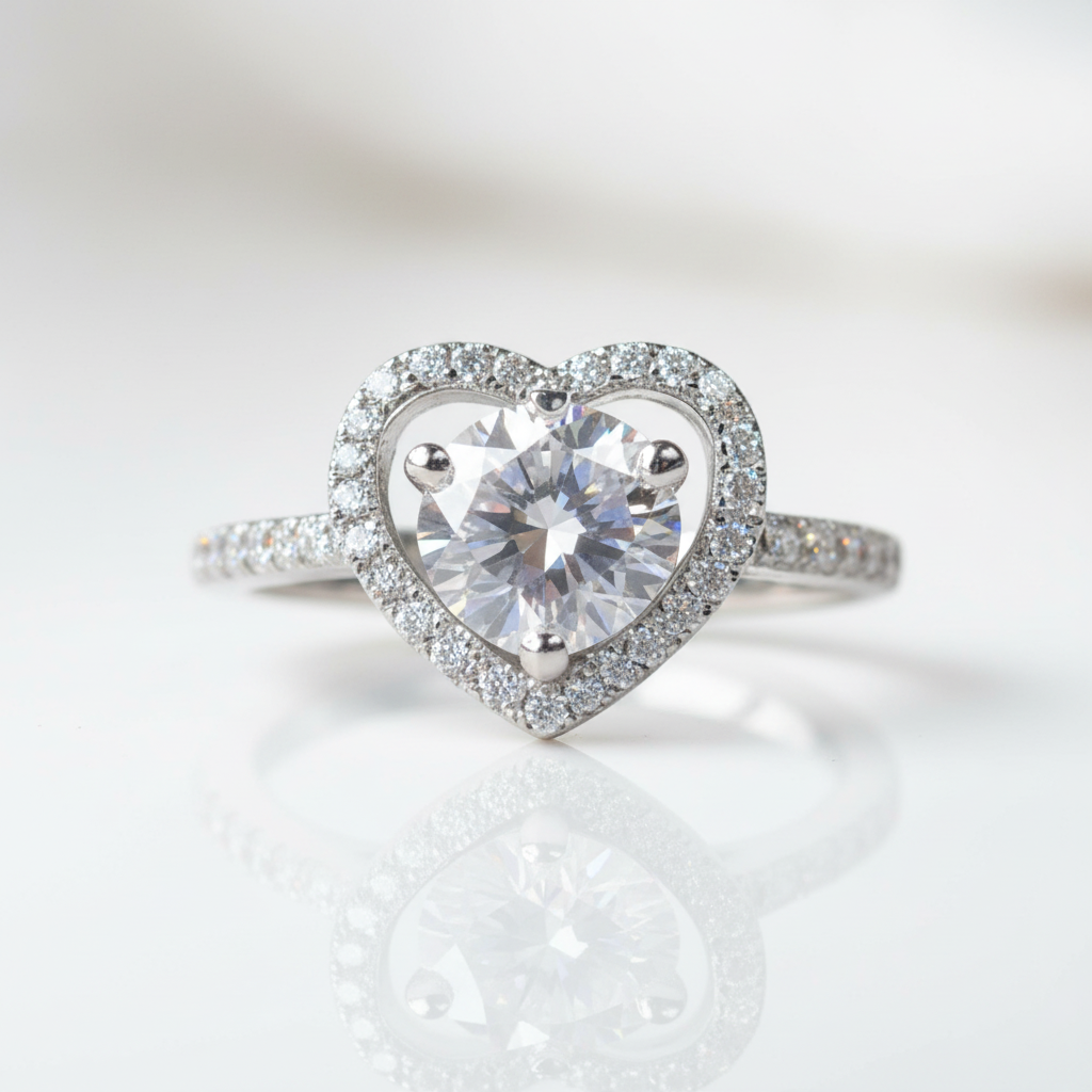 1.0 Ct Round Diamond Option Heart Style Engagement Ring - Evani Naomi Jewelry